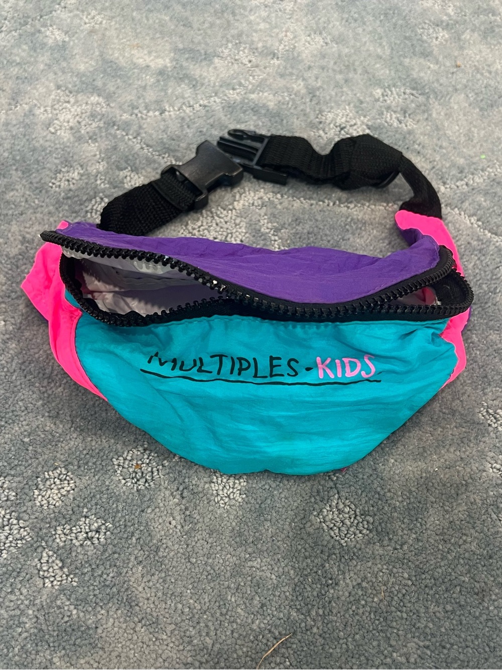Vintage Multiples Teal & Pink Fanny Pack with Purple Accents